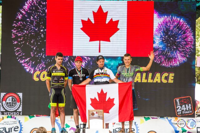 Il podio maschile del mondiale WEMBO 24h MTB