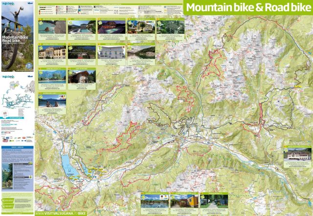 La cartina dei percorsi MTB e road accessibili in Valsugana