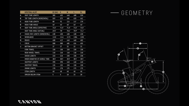 Le geometrie della nuova Spectral, disponibile in cinque taglia da XS a XL