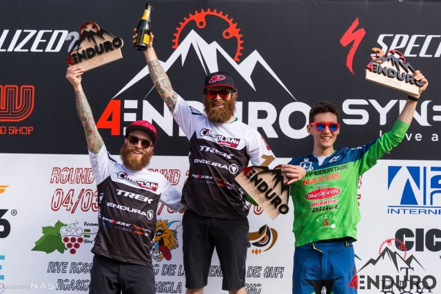Il podio 4Enduro 2018: 1° Alex Lupato, 2° Denny Lupato, 3° Simone Martinelli