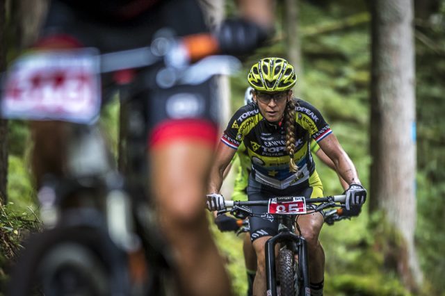 Un atleta in piena azione nell'edizione 2017 della Val Di Fassa Marathon