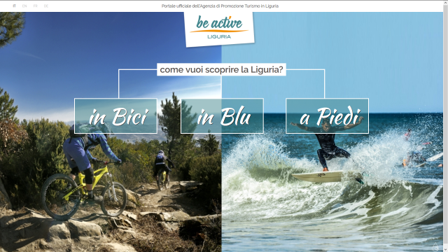 La home page del portale beactiveliguria.it