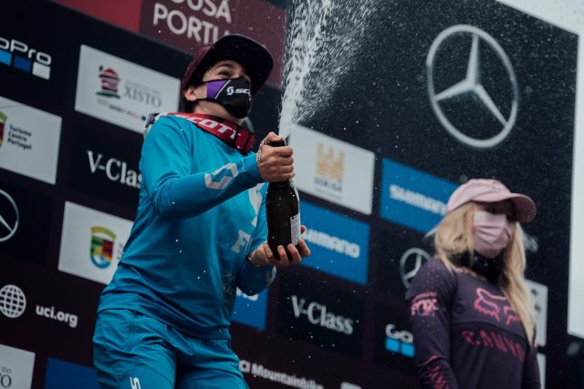 World Cup DH Lousa - Marine Cabirou - podio